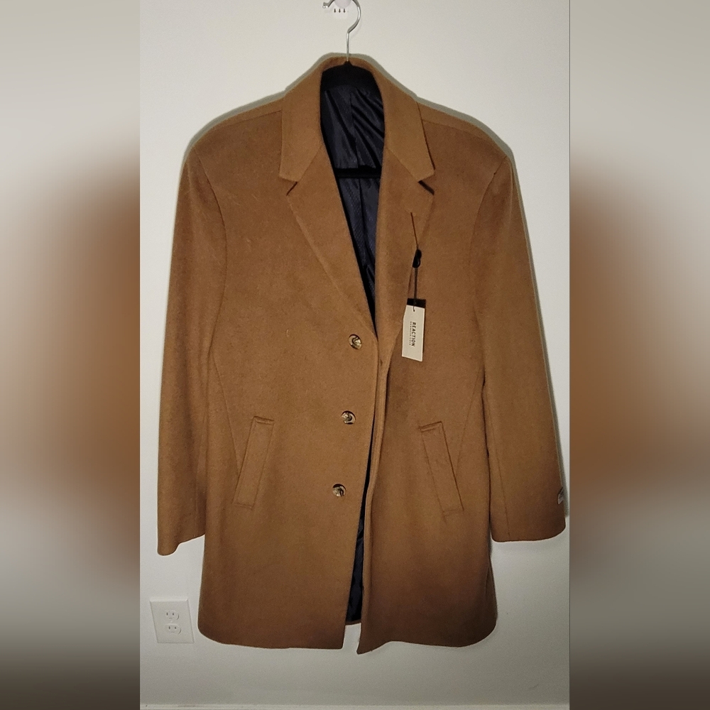 Men's Reaction Kenneth Cole Tan 3/4 Wool Coat